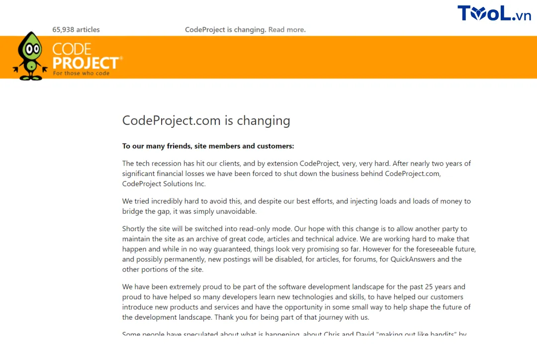 CodeProject.com Chuyển Sang Chế Độ Chỉ Đọc, Liệu Có Phải Kỷ Nguyên Mới Cho Cộng Đồng Lập Trình?