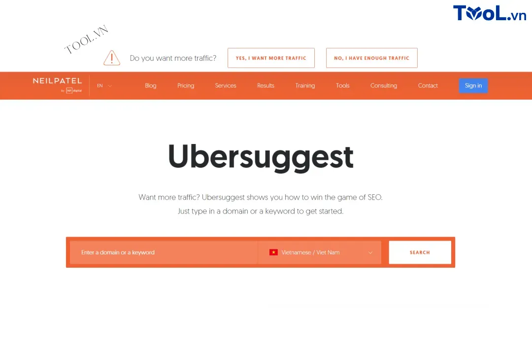 công cụ Ubersuggest có hỗ trợ thị trường Việt Nam