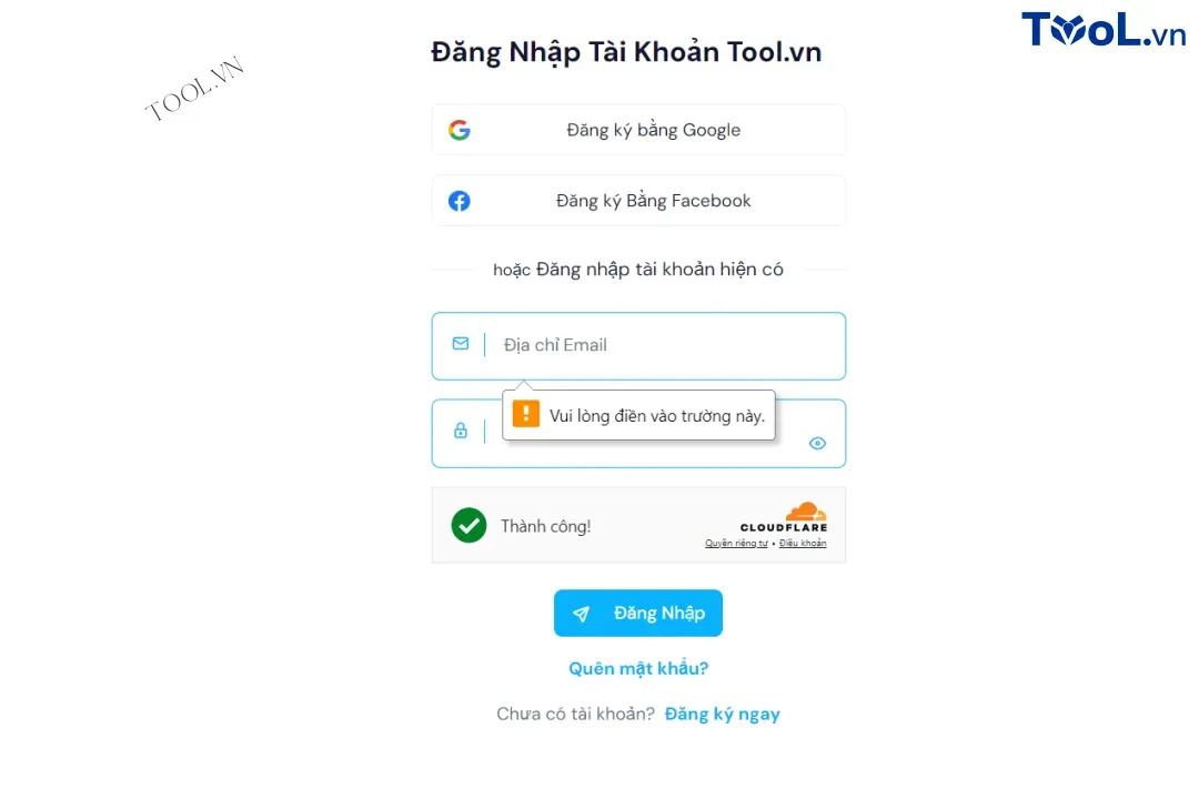 Đăng nhập tài khoản Tool.vn