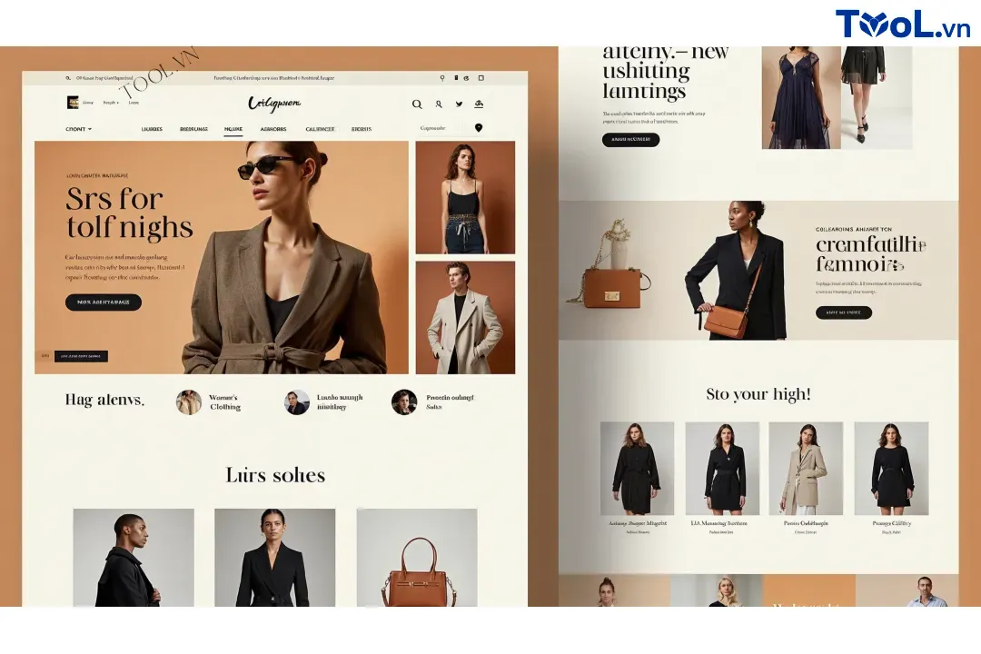 Một số phong cách cho trang web thương hiệu thời trang. Tool.vn tin rằng sự chỉnh chu và chăm chút trên từng bước đi là chìa khóa đi đến thành công