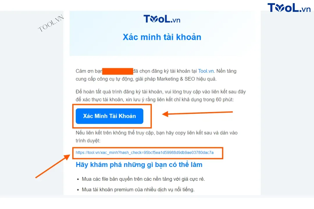 Xác thực tài khoản tại Tool.vn