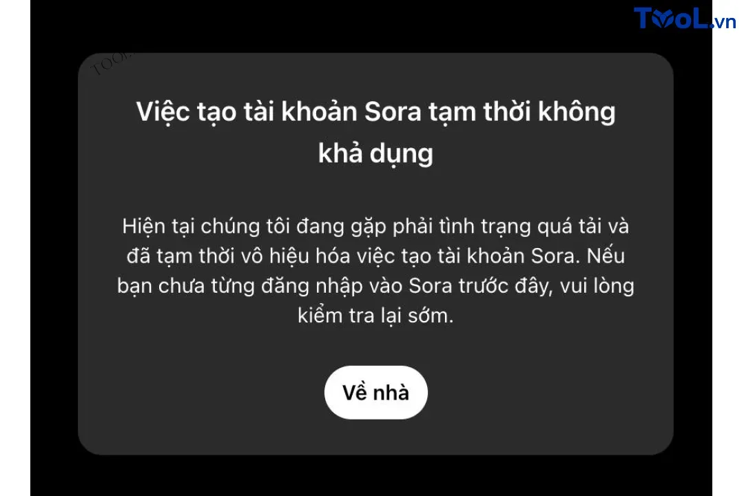 Báo lỗi không tạo được tài khoản