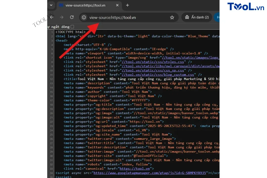 Hướng dẫn xem mã nguồn trang web để check link bẩn